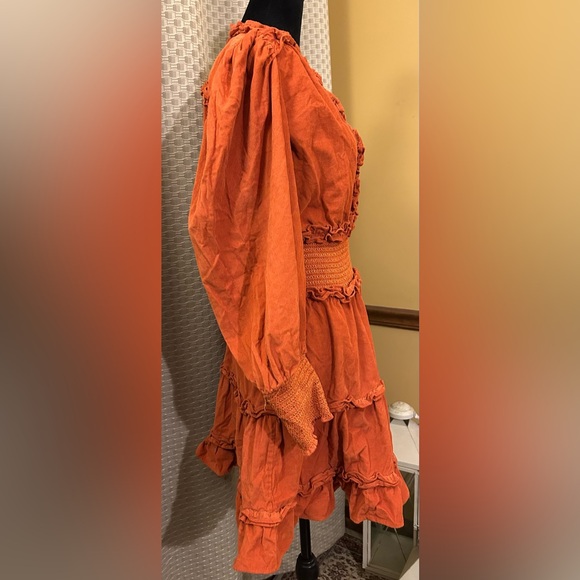 House of Harlow by Nicole Richie Elegant Rust Tone Ruffle Mini Dress - Picture 6 of 8